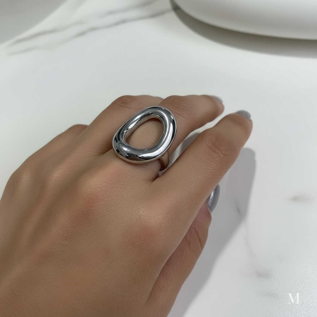 Anillo Plateado Óvalo