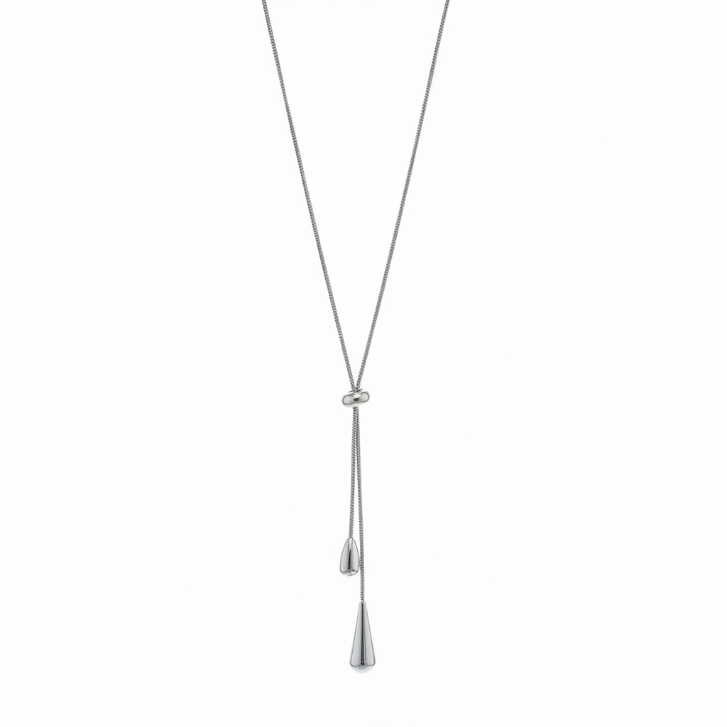 Collar Doble Gota Plateado