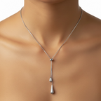 Collar Doble Gota Plateado