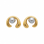 Aretes Media Luna con Perla