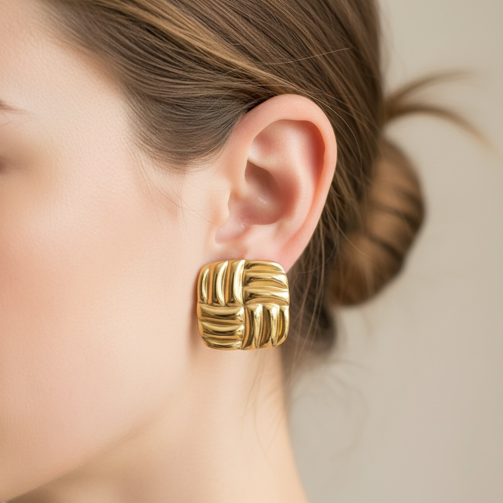 Aretes Cuadrados con Relieve