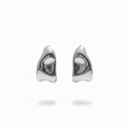 Aretes Plateados Medio Aro Irregular
