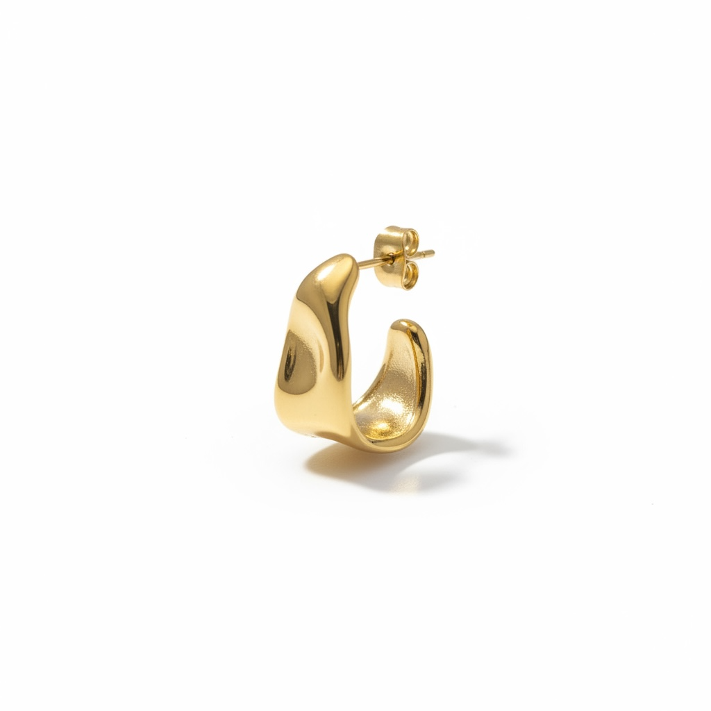 Aretes Dorados Medio Aro Irregular