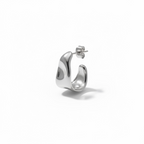 Aretes Plateados Medio Aro Irregular