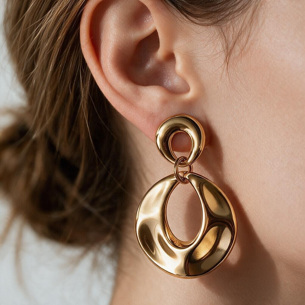 Aretes Colgantes Dorados Aro Grande